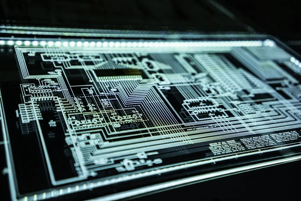 Glowing circuit board traces